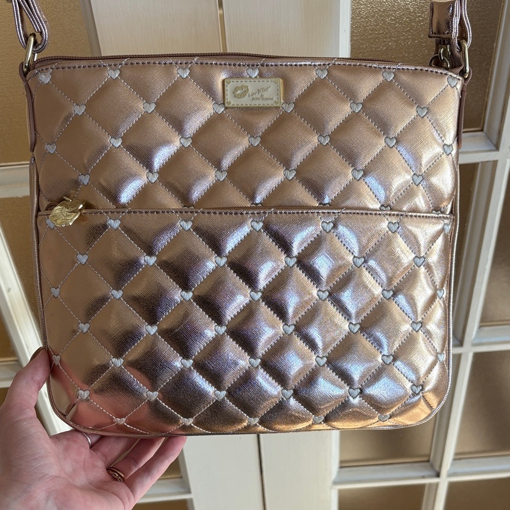 Luv Betsey by Betsey Johnson Rose Gold Quilted Heart Crossbody Bag - Picture 3 of 10